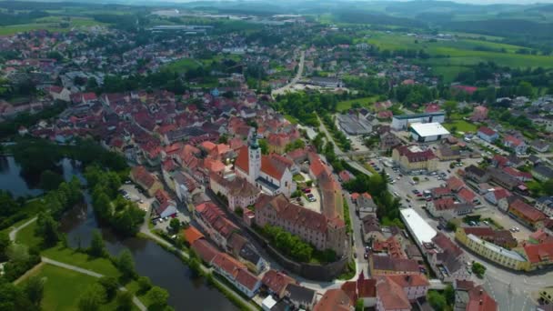 Légi Kilátás Egy Régi Város Központja Németországban Egy Napsütéses Tavaszi — Stock videók