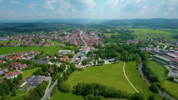 Aerial View Old Town Center Germany Sunny Day Spring — Stock Video