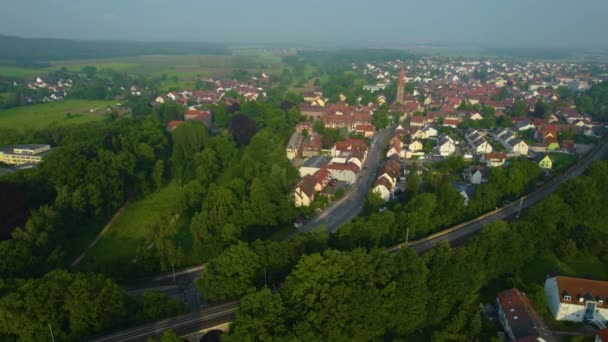 Вид Воздуха Старый Центр Города Германии Солнечный День Весной — стоковое видео