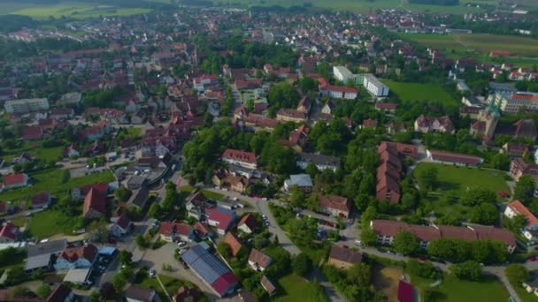 Almanya Daki Eski Bir Şehir Merkezinin Havadan Görünüşü Baharın Güneşli — Stok video