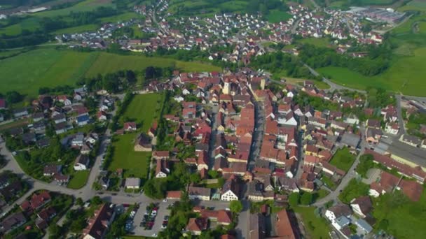 Aerial View Old Town Center Germany Sunny Day Spring — Stock Video