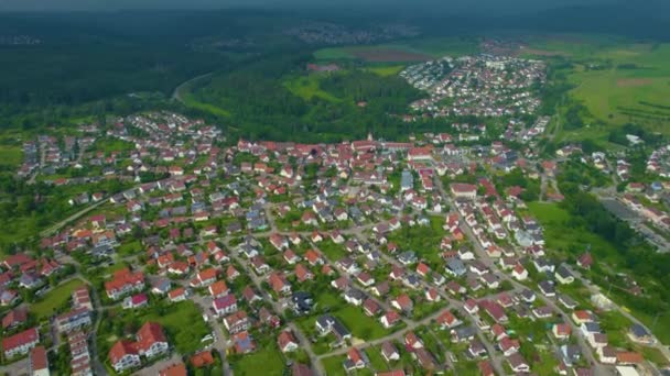 Légi Felvétel Egy Németországi Városról Egy Napsütéses Tavaszi Napon — Stock videók