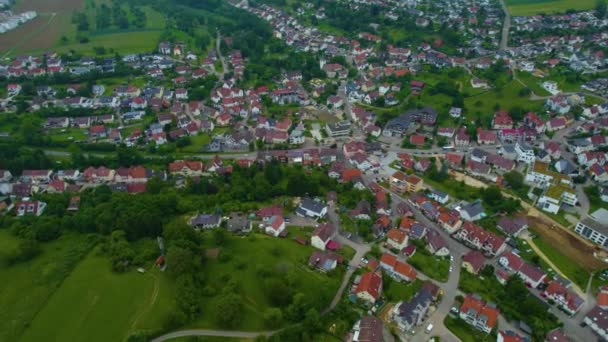 Légi Felvétel Egy Németországi Városról Egy Napsütéses Tavaszi Napon — Stock videók