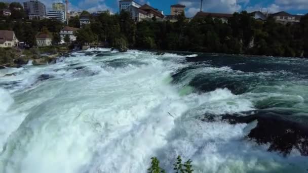 Gros Plan Sur Les Chutes Rhin Cascade Suisse Par Une — Video