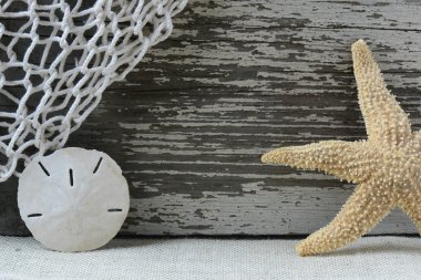 Rustik ahşap ve dekoratif Balık tutma Ne ile deniz temalı arka plan