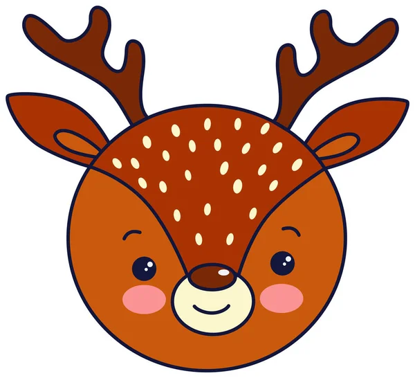 Vektorová ilustrace: roztomilý vánoční jelení obličej. Veselé Vánoce pozadí karta. — Stockový vektor
