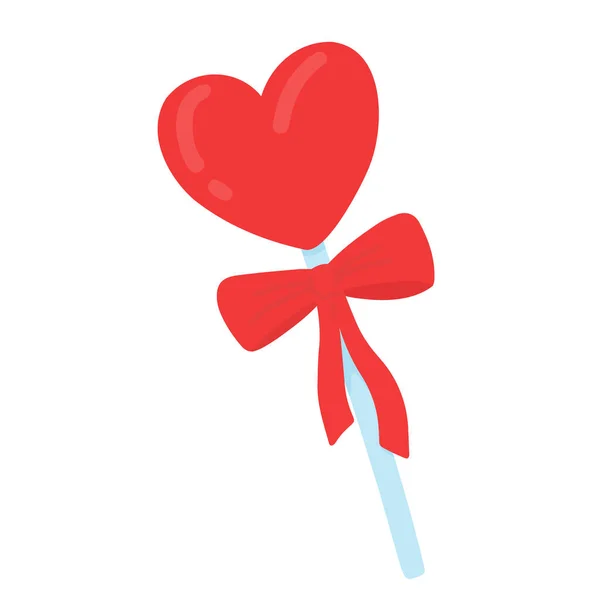 Illustration vectorielle : canne à bonbons en forme de coeur. Illustration Saint-Valentin dans le style drow main. — Image vectorielle