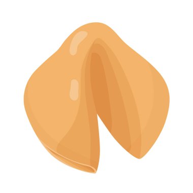 Şans kurabiyesinin vektör çizimi. Beyaz arka planda izole edilmiş. Yemek, tatlı, iyi şans teması..