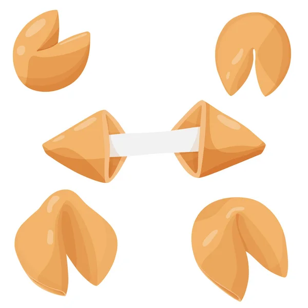 Şans kurabiyesinin vektör çizimi. Beyaz arka planda izole edilmiş. Yemek, tatlı, iyi şans teması..