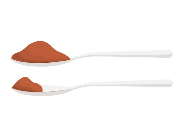 Canela molida en una cuchara. Ilustración vectorial aislada sobre fondo blanco. Ilustración para el menú, sitio web, recetas y más. — Vector de stock