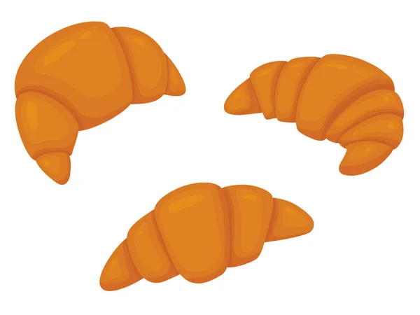 Conjunto de croissants. Ilustración vectorial de pasteles dulces aislados sobre fondo blanco. Ilustración para el sitio, catálogo, menú y más. — Archivo Imágenes Vectoriales