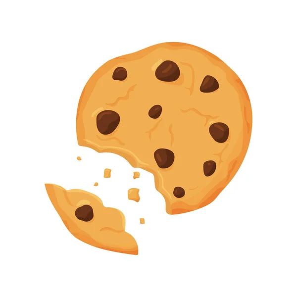 Ilustración vectorial de galletas dulces con piezas de chocolate. Ilustración para el sitio, menú y otras cosas. — Vector de stock