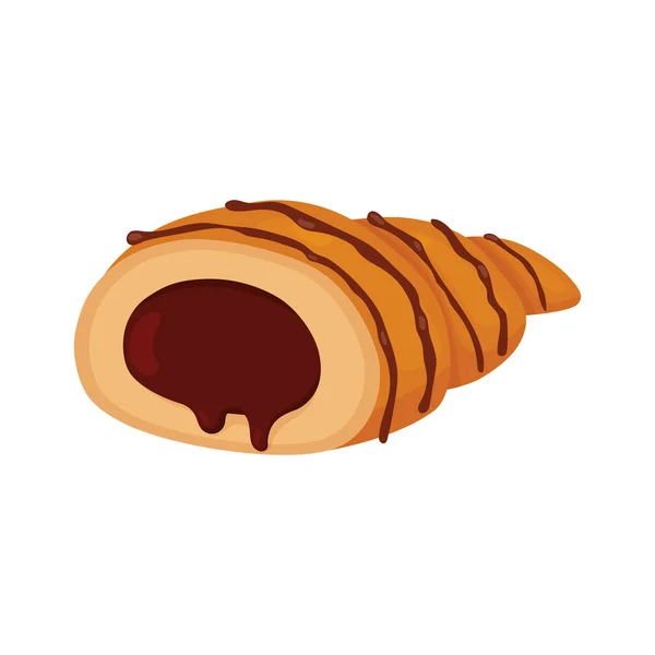 Croissant Vertido Con Chocolate Ilustración Vectorial Pasteles Dulces Aislados Sobre — Archivo Imágenes Vectoriales