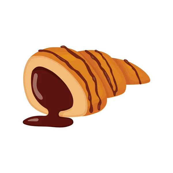 Croissant Vertido Con Chocolate Ilustración Vectorial Pasteles Dulces Aislados Sobre — Archivo Imágenes Vectoriales