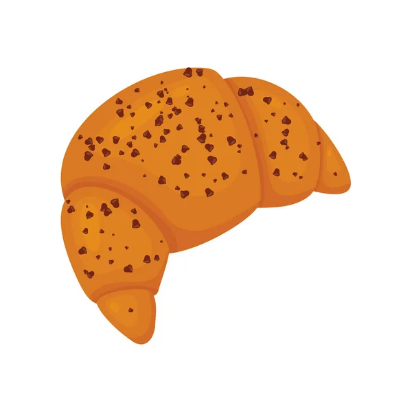Croissant Con Chispas Chocolate Ilustración Vectorial Pasteles Dulces Aislados Sobre — Archivo Imágenes Vectoriales
