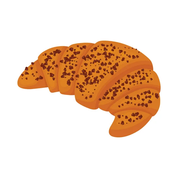 Croissant Aux Pépites Chocolat Illustration Vectorielle Pâtisseries Sucrées Isolées Sur — Image vectorielle