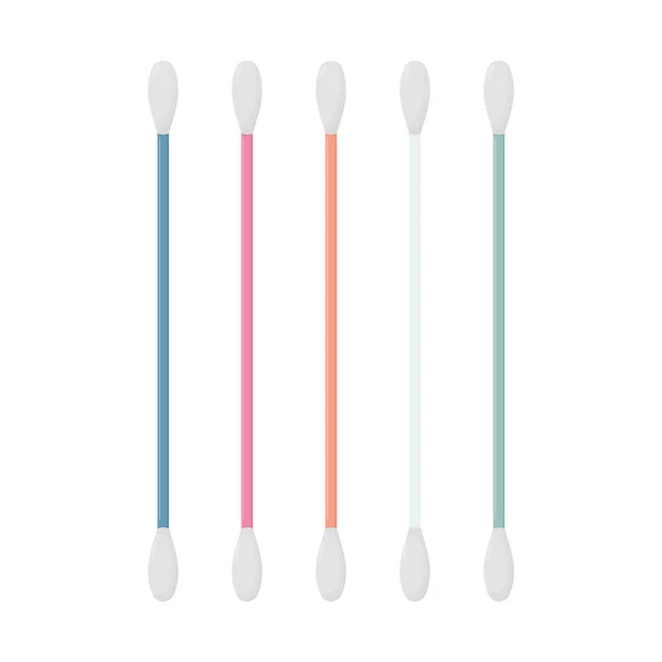 Set of cotton buds. Cosmetology tools illustration isolated on white background. — Stock Vector