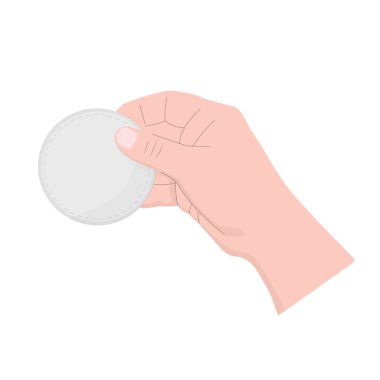 El yuvarlak bir pamuk pedi tutuyor. Yüz bakımı kozmetik.