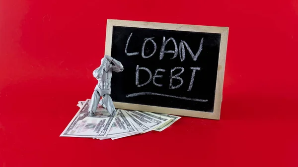 Financial Problem Concept Loan Debt Concept Selective Focus Board Hand — Stock Photo, Image