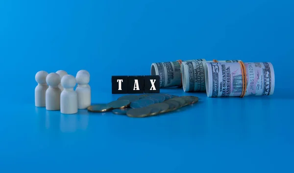 Redução Impostos Reduzir Conceito Pagamento Foco Seletivo Palavra Imposto Dinheiro — Fotografia de Stock