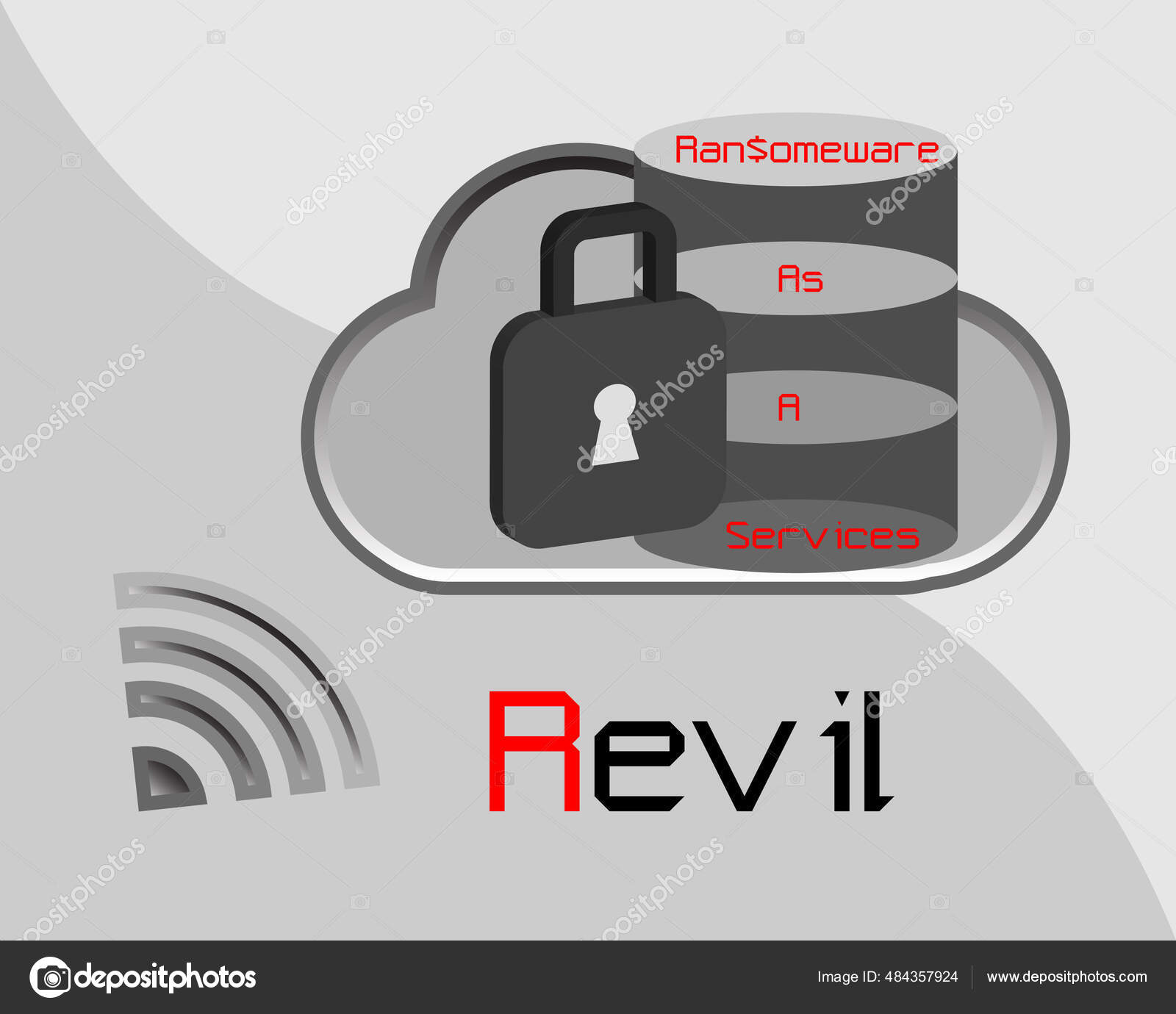 Herunterladen - Revil ist eine Art Ransomware, die als Dienstleistung bei Angriffen auf unverdächtige Opfer eingesetzt wird. Cyber-Sicherheitskonzept. — Stockillustration Revil Ist Eine Art Ransomware Die Als Dienstleistung Bei Angriffen — Stockvektor