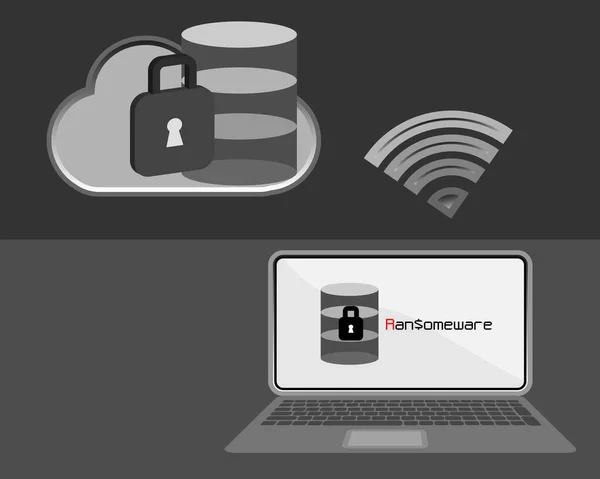 Ondska Typ Ransomware Som Använder Som Tjänst För Att Angripa — Stock vektor