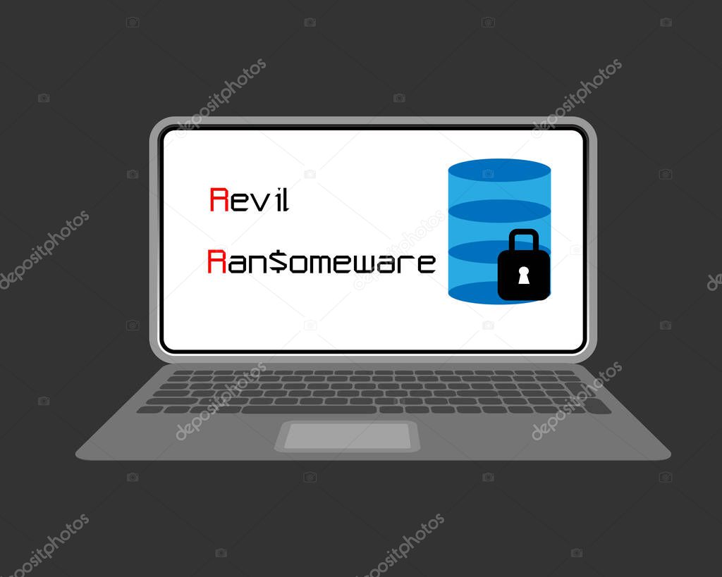 Revil is a type of ransomware that using as a services in attacking unsuspected victim. Cyber security concept.