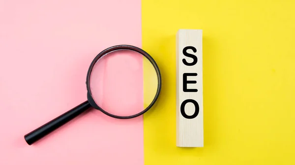 Optimización Motores Búsqueda Concepto Ranking Abreviatura Seo Los Dados Madera — Foto de Stock