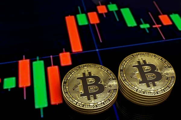 Altın Bitcoin, BTC Kripto Para Birimi 'ni izole etti. Borsa Konsepti. İş konsepti, arka plan 3B işlemeli bitcoin