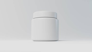 Matte Plasstic Jar Mockup beyaz arkaplan yazı tipi görüntüsü markalaşma için 3B oluşturma