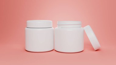 Matte Plasstic Jar Mockup beyaz arkaplan yazı tipi görüntüsü markalaşma için 3B oluşturma