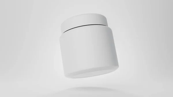 Matte Plasstic Jar Mockup Witte Achtergrond Letterweergave Rendering Voor Branding — Stockfoto