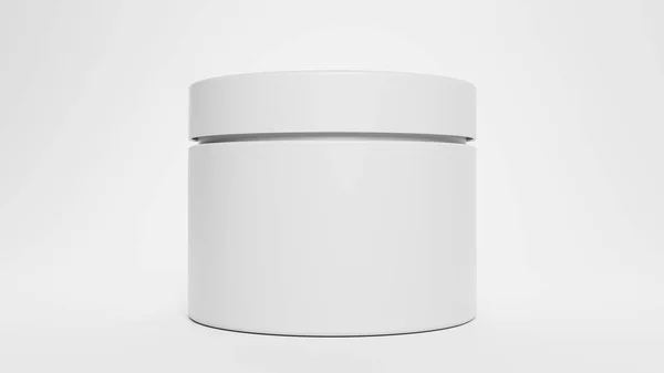 白色背景色3D渲染中的Matte Plasstic Jar Mockup 图库图片