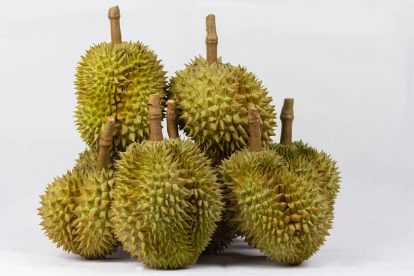 Kung Frukter Durian Färsk Skuren Isolerad Objekt Vit Bakgrund — Stockfoto