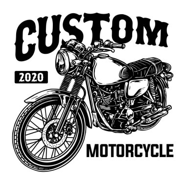 Klasik özel motosiklet rozeti vektörü