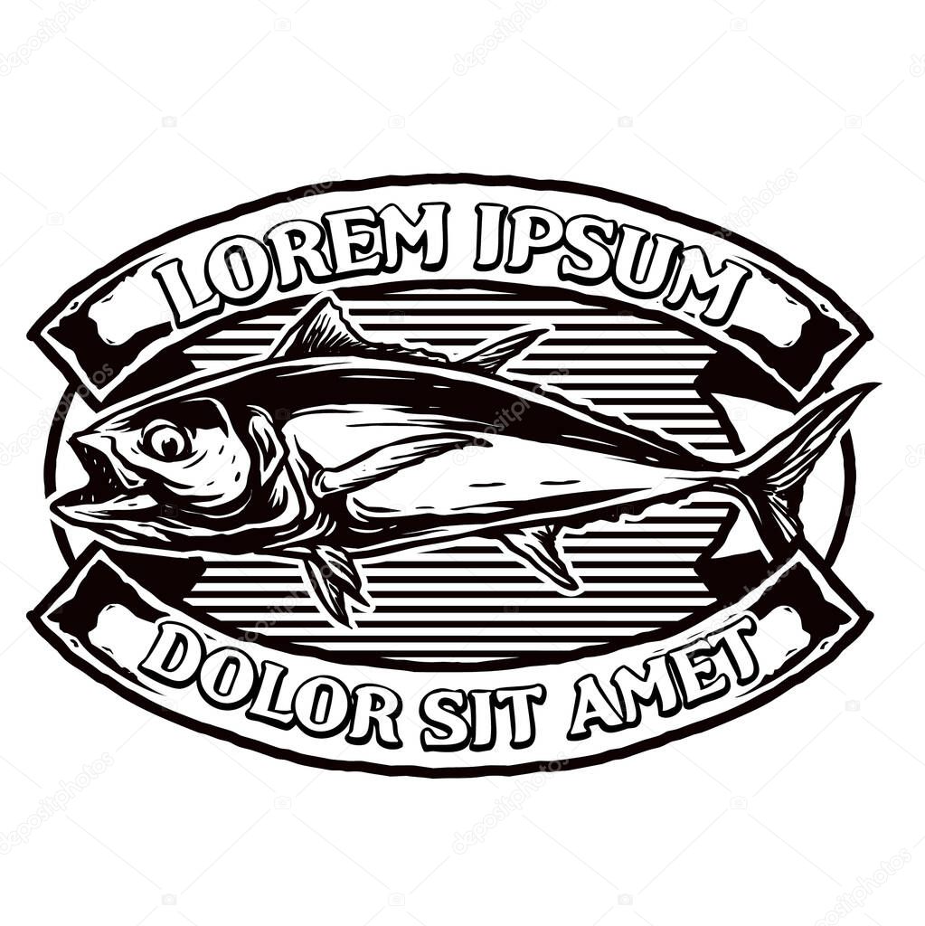 vector of tuna fish for fishing club logo badge