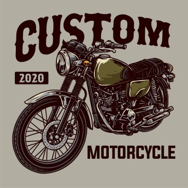 Klasik özel motosiklet rozeti vektörü