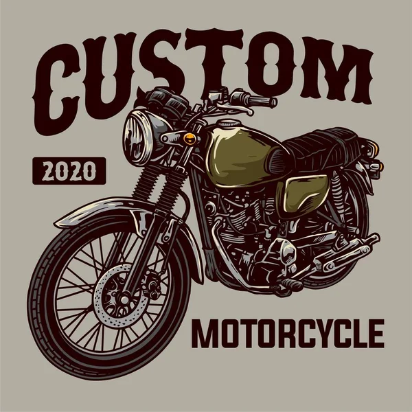 Vetor Emblema Motocicleta Personalizado Clássico — Vetor de Stock