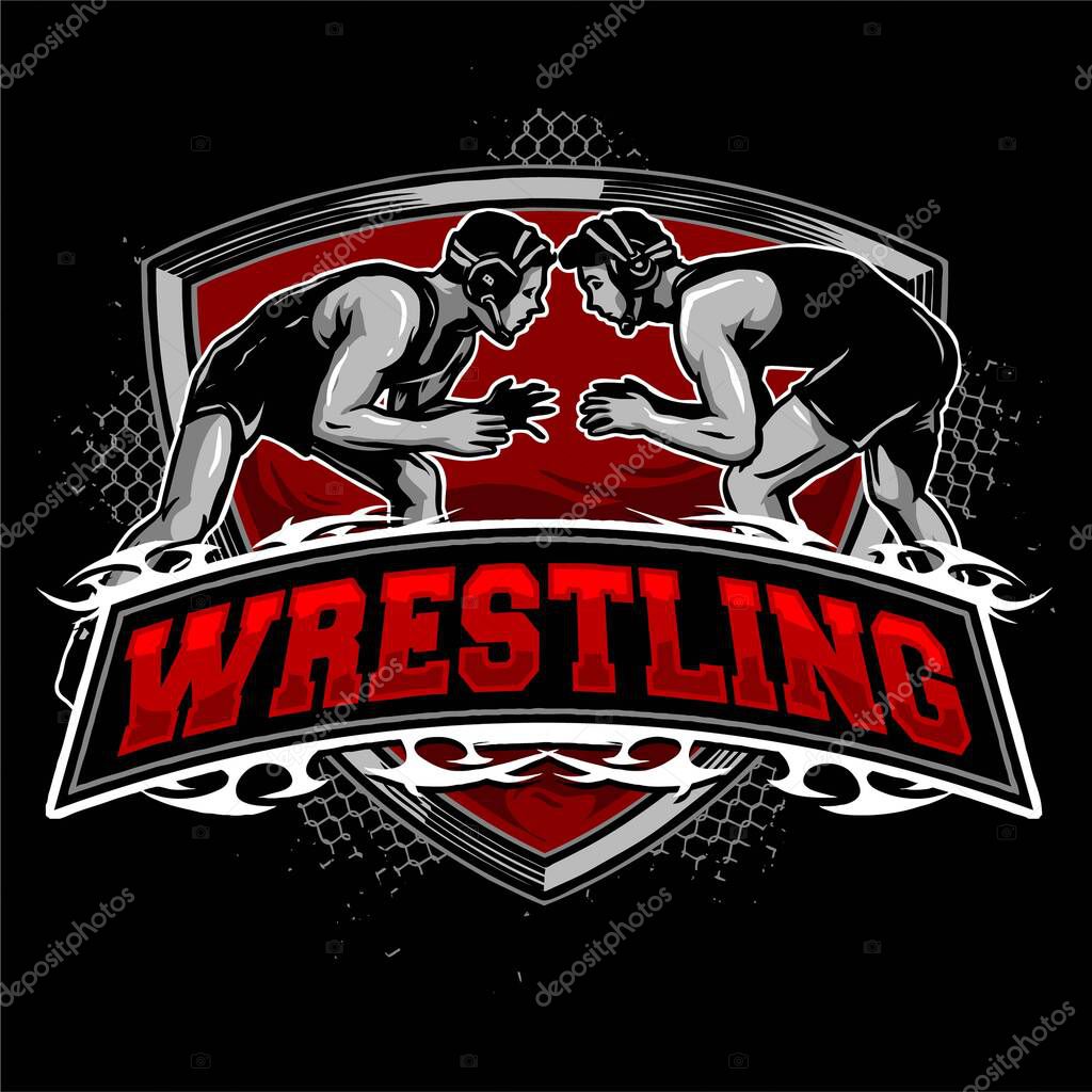 Vector of wrestling fighting logo badge