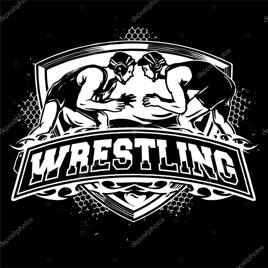 vector of wrestling badge logo illustration