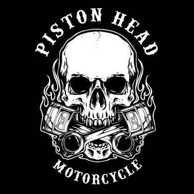 Kafatası motorcu rozet logo illüstrasyonunun vektörü