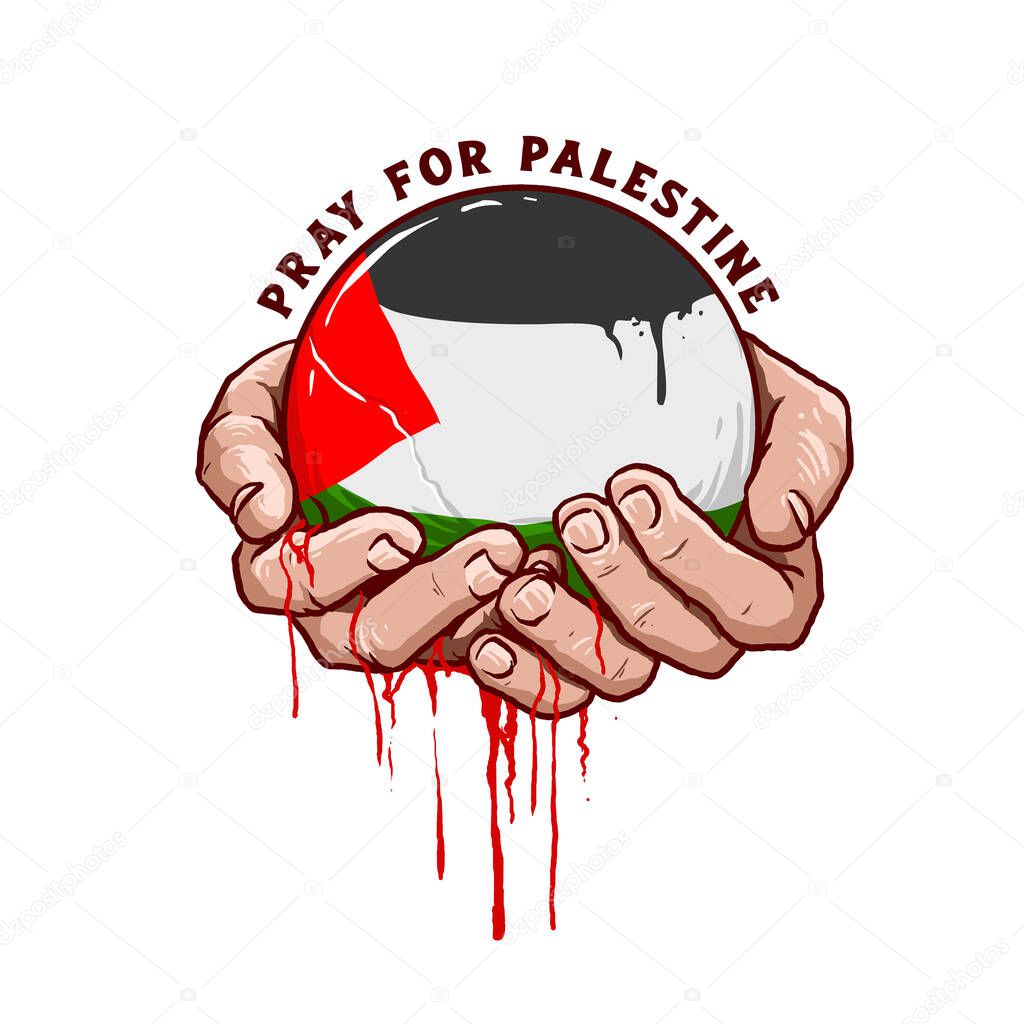 vector of hand with palestine flag illustration