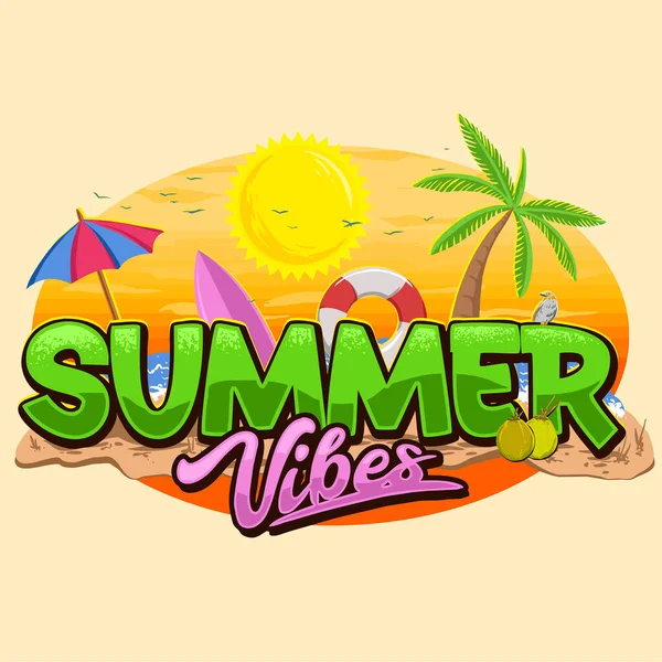 Letter Summer Vector Illustration Flat Style — Vector de stock