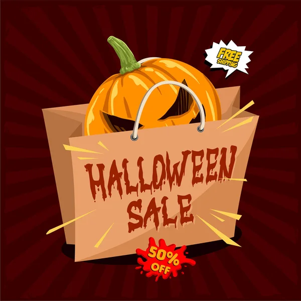 Vector Dovleci Promoție Vânzare Halloween — Vector de stoc