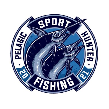 vector of sword fish vintage badge design clipart