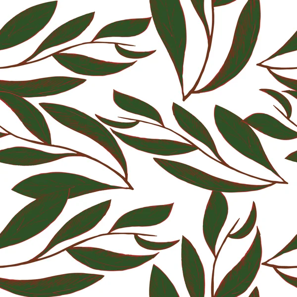 Modello con foglie e linee — Vettoriale Stock