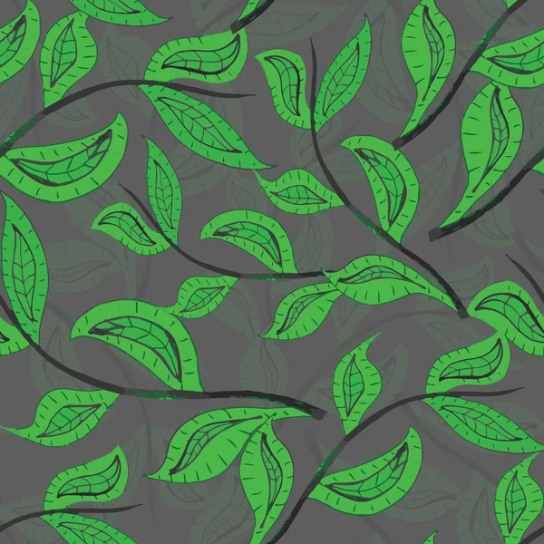 Muster mit Blättern und Linien — Stockvektor