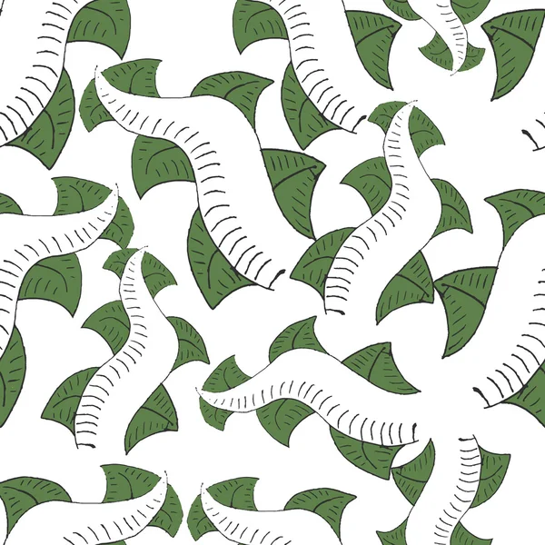 Шаблон с листьями и линиями — стоковый вектор