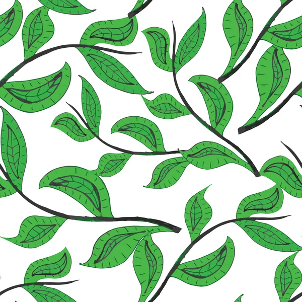 Muster mit Blättern und Linien — Stockvektor