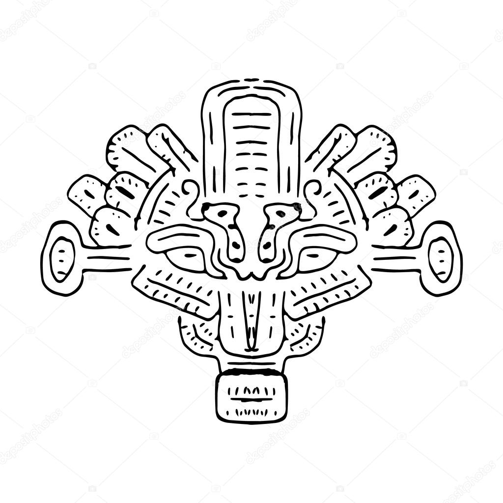 Antica illustrazione di maschera tribale — Vettoriali di axe85